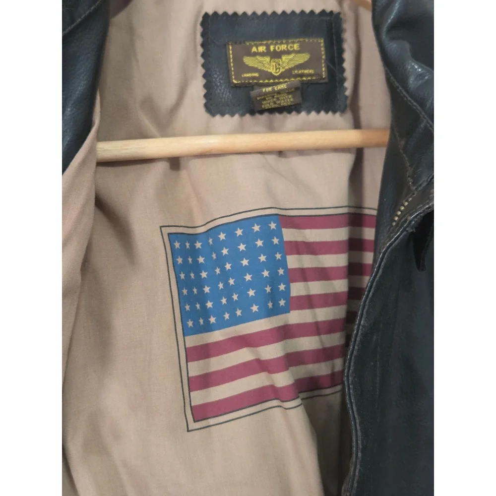 Air Force Landing Leathers Boys Brown Faux Leather Flight Bomber Jacket M 10/12